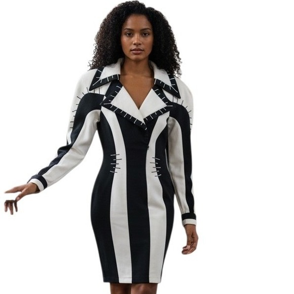 Vintage 90's IIF Patchwork Womens size 6 Colorblock Whimsigoth Rare Blazer Dress - Picture 4 of 16